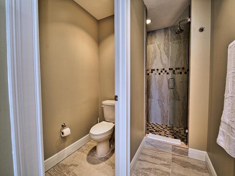 Private lavatory and walk in shower.